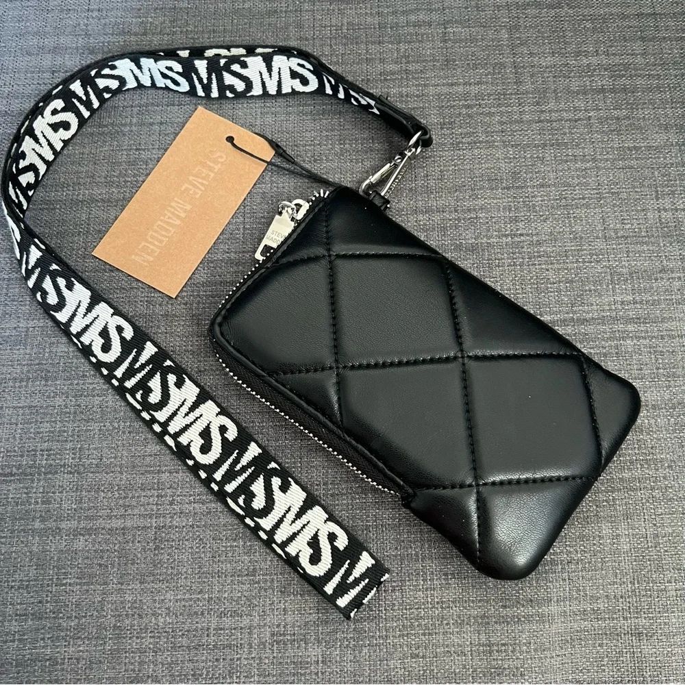 NWT STEVE MADDEN QUILTED PHONE CASE WALLET ON LANYARD - Picture 2 of 7